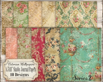 Victorian Floral Wallpaper: Shabby Chic Journal Paper (Digital Download)