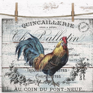 Farmhouse Rooster Print: French Country Cottage Wall Art (Digital Download)
