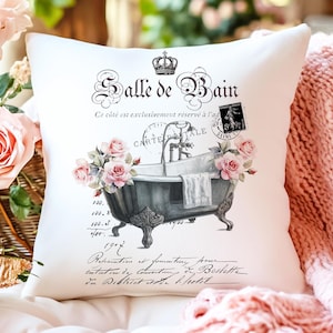 Baignoire Antique Shabby Chic Français numérique Salle de bain transfert salle de bain impression Decor romantique Image Art roses roses PNG sublimation