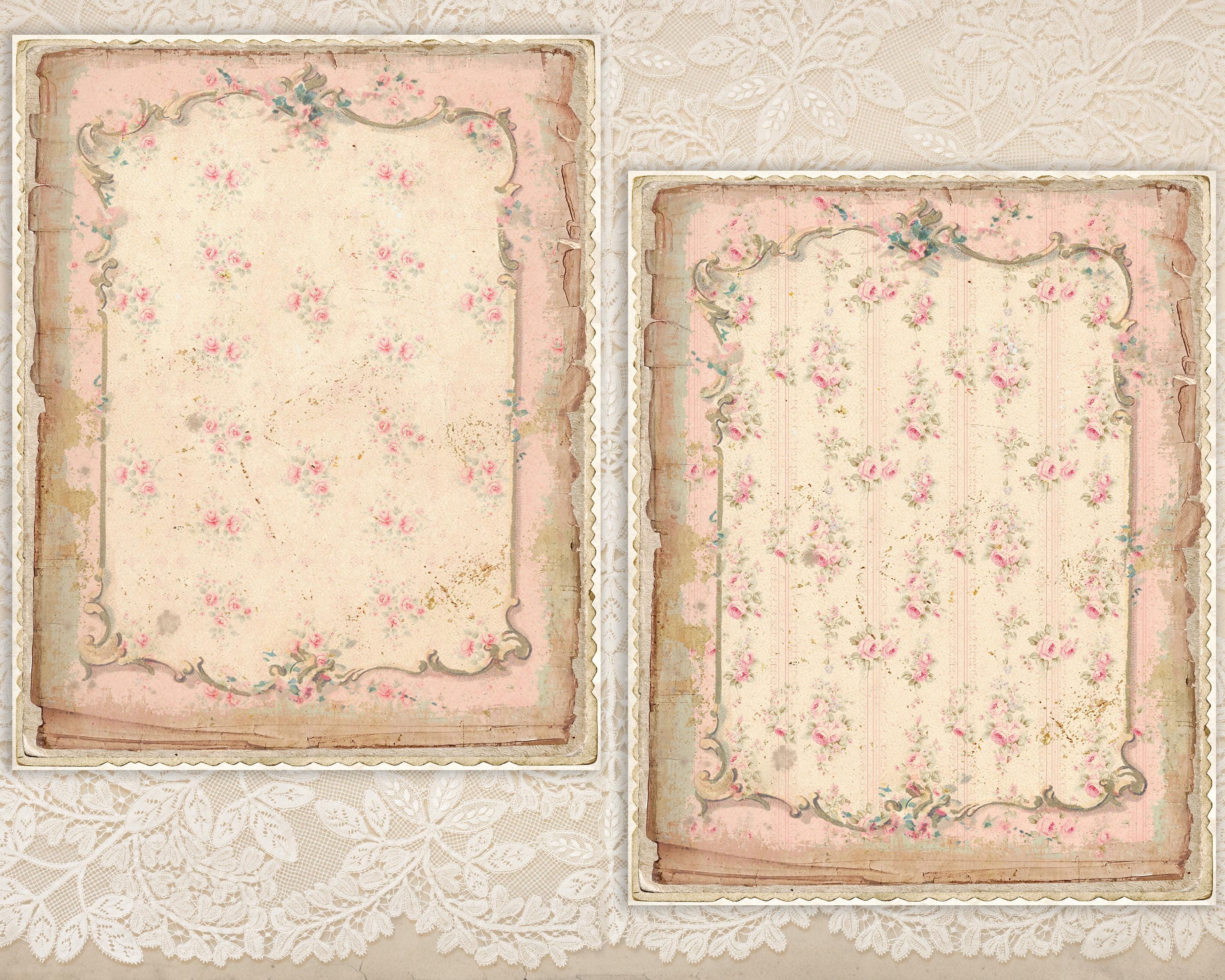 Shabby Chic Pink Roses Digital Paper Pack: French Cottage Journal (8x10 ...
