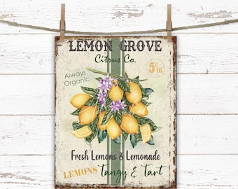 Lemon Grove Sign: Farmhouse Lemon Printable (Digital Download)