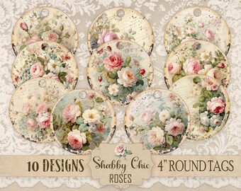 Shabby Chic Rose Gift Tags: French Country DIY Journal Cards (Digital Download)