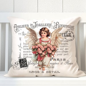 Valentines Day Cupid Cherub Angel Digital Transfer DIY Victorian Image Art Shabby Chic Tiered Tray Wreath Pink Roses Romantic French Decor