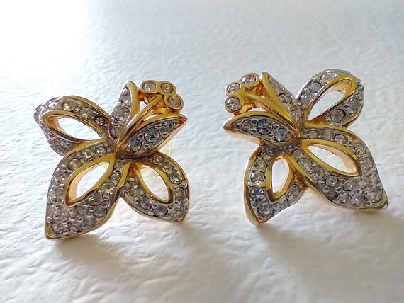 Vintage Swarovski Crystal Signature Lily Earrings - image 1