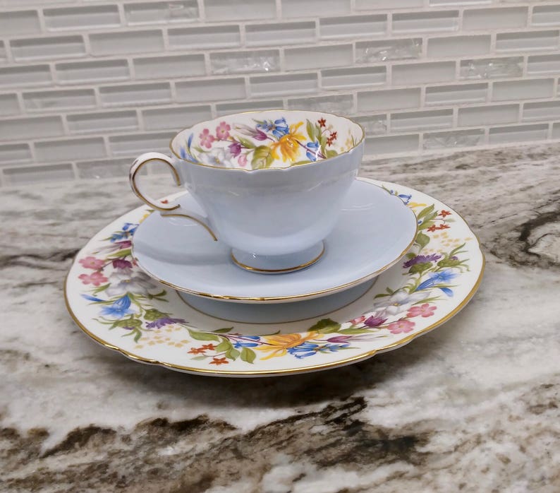 Shelley teacup trio Shelley tea trio Henley shape floral Etsy