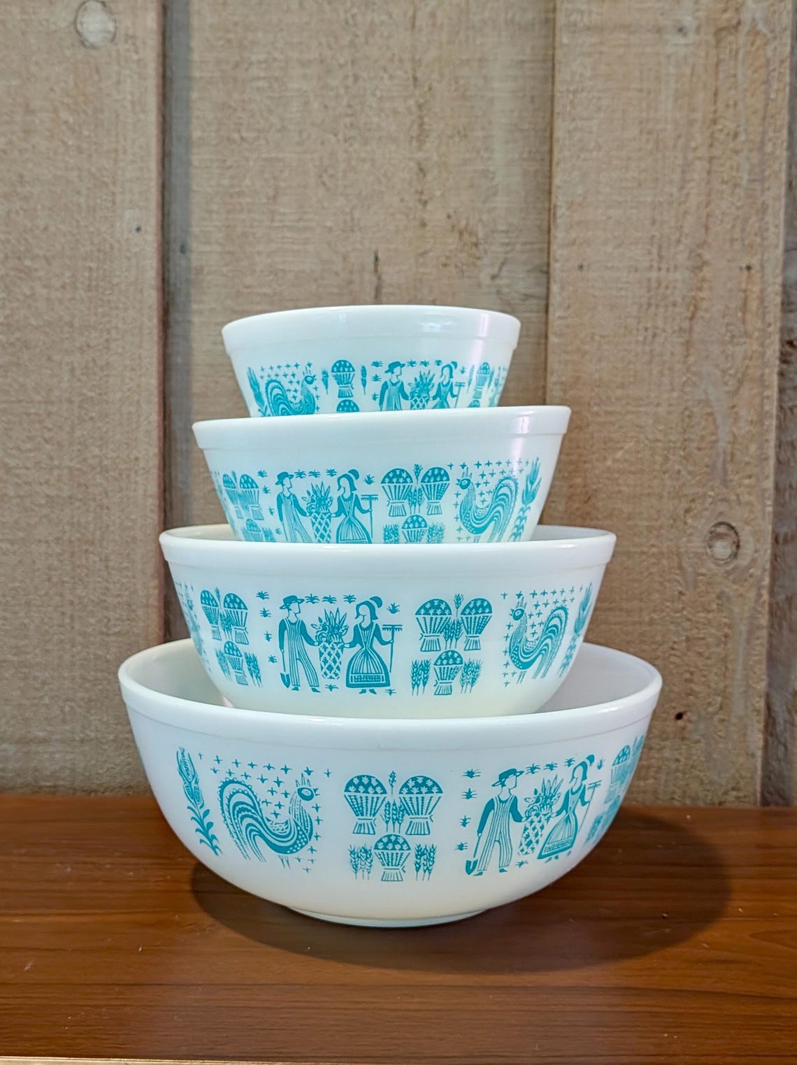 Set of All White Butterprint Pyrex Mixing Bowls | Amish Butterprint ...