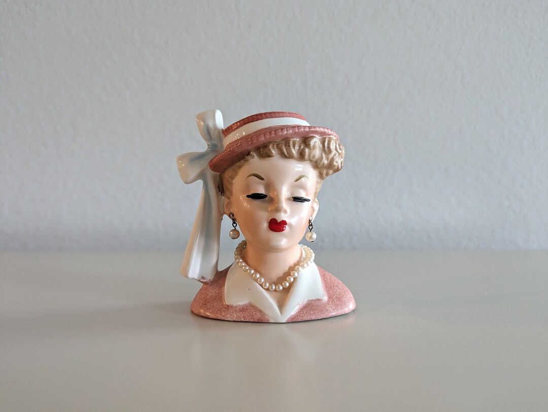 Vintage 1958 Napco Lady Head Vase C33428, Japanese Head Vase, Lady Head