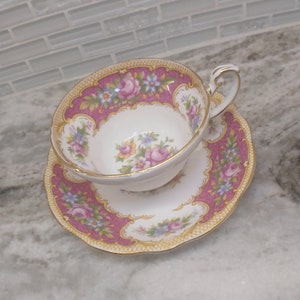 Antique E. Brain & Co. Foley tudor teacup and saucer set,  EB foley tea cup, English Bone China tea set, wedding gift