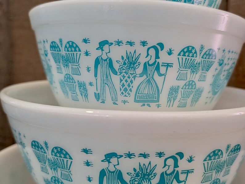 Set of All White Butterprint Pyrex Mixing Bowls | Amish Butterprint ...