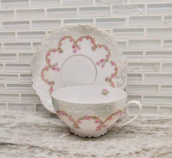 Antique M Z Austria Tea Cup And Saucer Austrian Rose Tea Cup Etsy