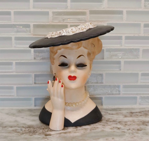 Vintage 1958 Napco Lady Head Vase C3343 Japanese Head Vase Etsy