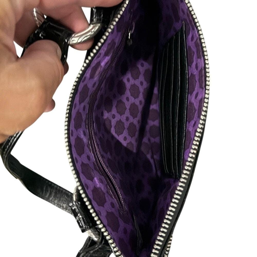 バッグ Black Croco Leather Studs Bag y2k 00s Y2K Elegant Black Crocodile-embossed Faux Leather Women's Bag