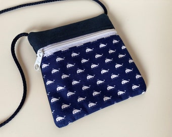 Neck Pouch 'Mini-Whales' blue