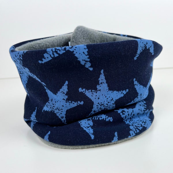 Velcro Scarf 'Big Stars' blue, +Fleece