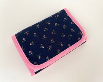 Wallet 'Mini-Flowers' navy-pink