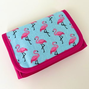 Wallet 'Flamingos' turquoise-pink