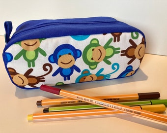 Pencil Case 'Monkey Party' white-blue