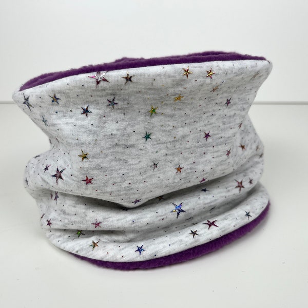 Velcro Scarf 'Glitter Stars' light-grey, +Fleece