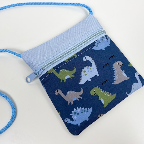 Neck Pouch 'Dinosaurs' light blue or dark blue