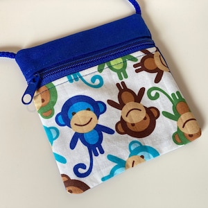 Neck Pouch &#39;Monkey Party&#39; white-blue