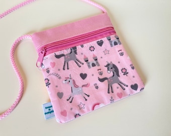 Neck Pouch 'Unicorns' light pink