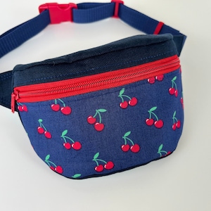 Fanny Pack / Bumbag &#39;Cherries&#39; blue-red