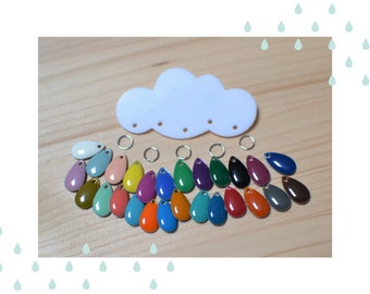 Brooch jewel in the shape of a cloud and customizable multicolored drops