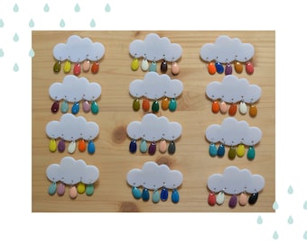 Cloud brooch and multicolored drops of your choice