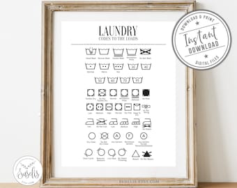 Printable Laundry Room Guide Wash Symbols Print Clothes Care Etsy
