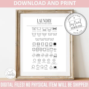 Codes Art Print, Laundry Room Decor, Laundry Symbols Guide Digital