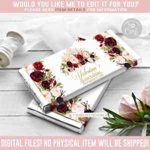 EDITABLE Quinceañera Chocolate Wrapper, Candy Bar, Mis Quince, 15th Birthday, Party Favors, Corjl Template, Instant Download Digital, QU042