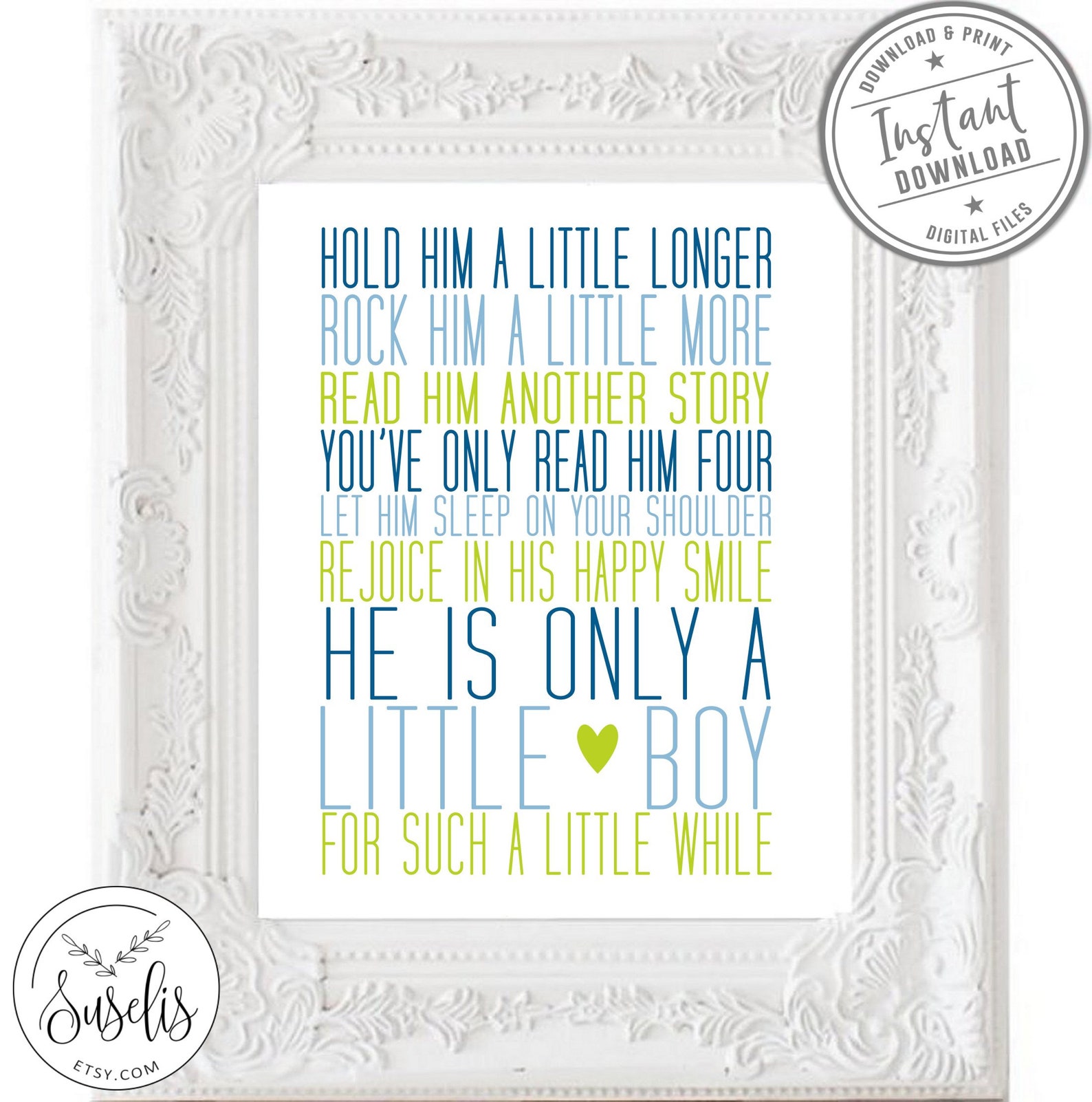 Printable Hold Him a Little Longer Print Boy Nursery Baby - Etsy