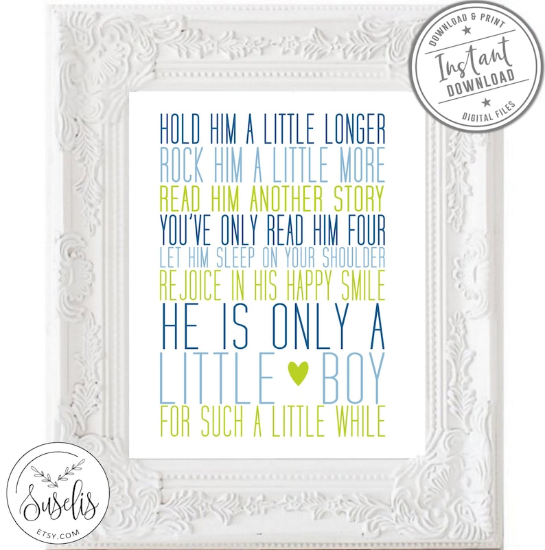 Printable Hold Him a Little Longer Print Boy Nursery Baby - Etsy