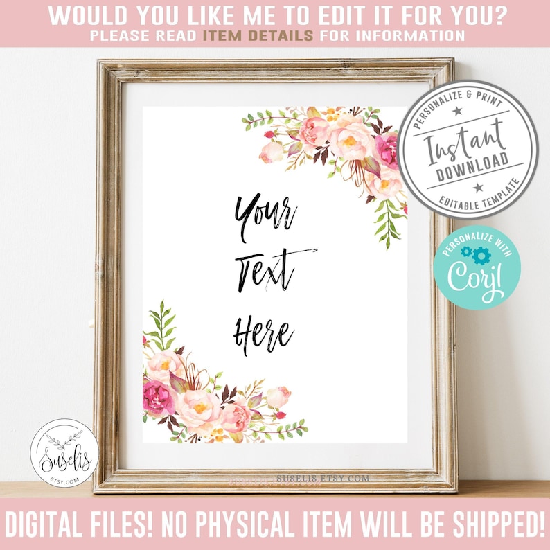 Editable Custom Sign, Your Text Here, Corjl Template, Quote Print ...