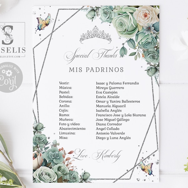 Lista De Padrinos Quinceanera Etsy Lista De Padrinos Quinceanera Etsy