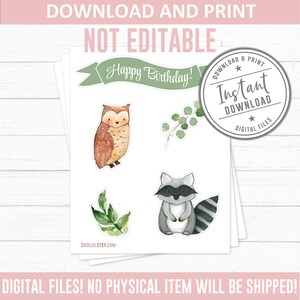 Printable Woodland Centerpiece, Cake Toppers, Party Decoration, Cut ...