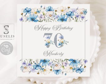 Editable Template Wildflower Birthday Invitation, Meadow Garden, Any Age, Butterflies, Instant Download, Printable Digital, CA001