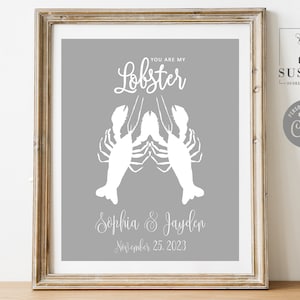 Editable You&#39;re my Lobster Anniversary Template, Printable Sign, Custom colors, Wedding Gift, Gift Parents present, Instant Download DIGITAL