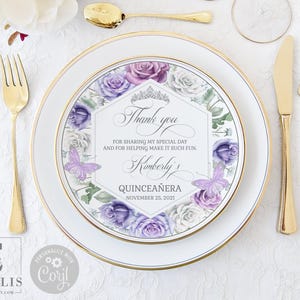 EDITABLE Charger Plate Insert, Quinceanera, Purple Lavender, Butterfly, Mis Quince Anos, 15th Birthday, Template, Instant Download, QU110