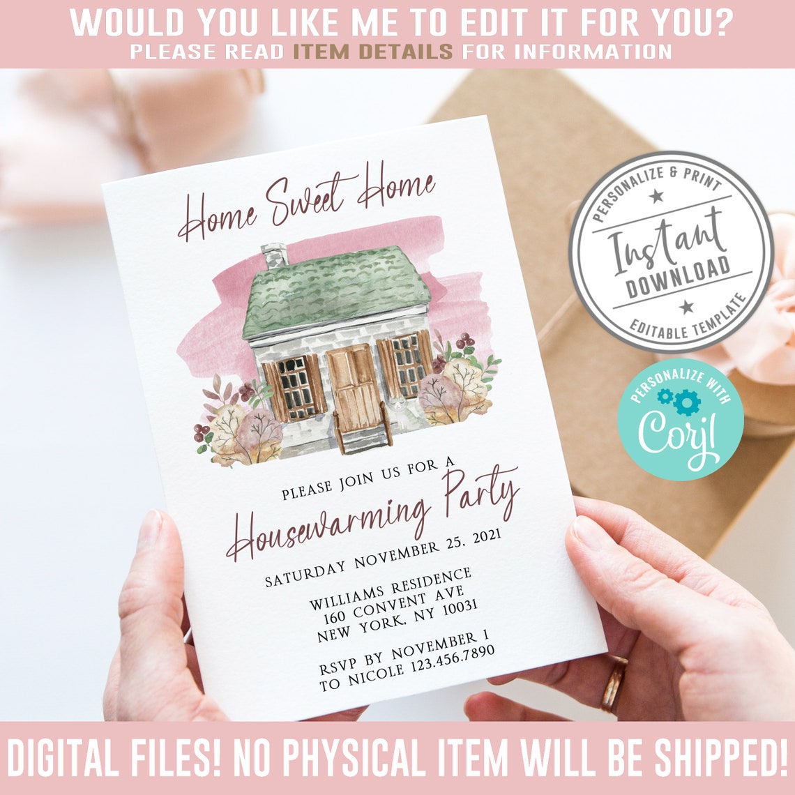 EDITABLE House Warming Party Invitation Corjl Template - Etsy