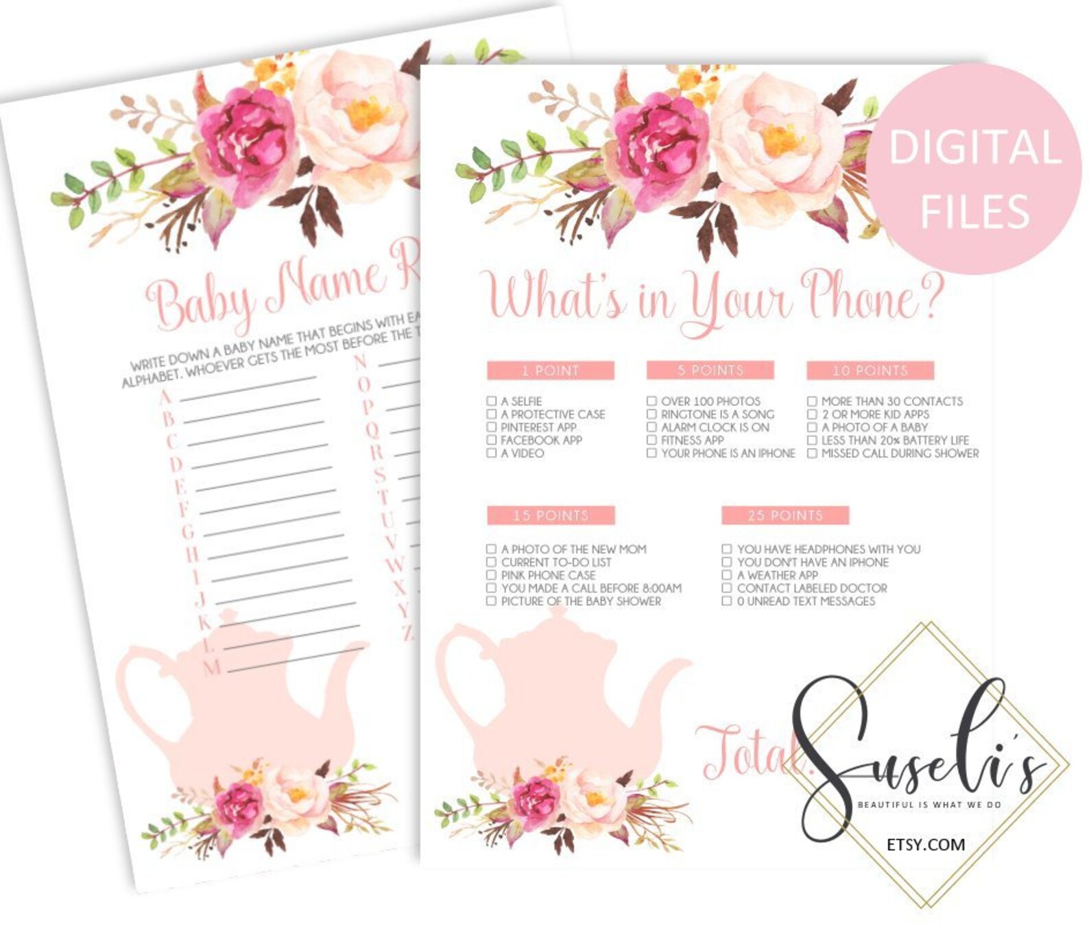 Printable Baby Shower Game Bundle 7 Tea Party Shower Games | Etsy