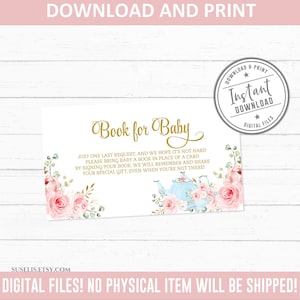 Afdrukbaar theekransjeboek voor babyverzoekkaart, babybibliotheek, babyshower, insteekkaart, brouwen, direct downloaden, DIGITALE BS243