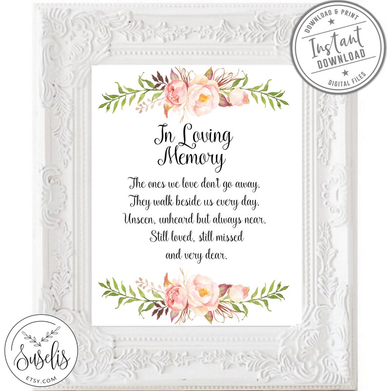 Printable in Loving Memory Wedding Sign Memorial - Etsy