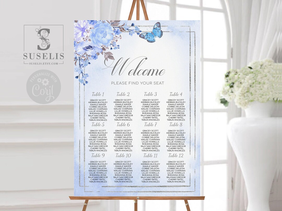 EDITABLE Seating Chart Template, Seating Plan, Table Plan, Watercolor ...