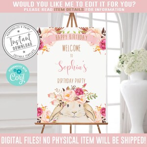Printable Welcome Sign Watercolor Flowers Unicorn Rainbow Theme DIGITAL FILES Birthday Party Door sign Personalized Signage 10-090