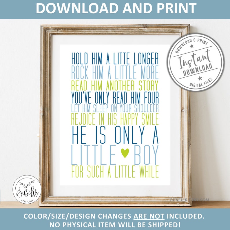 Printable Hold him a little longer print Boy nursery Baby | Etsy