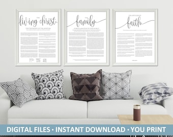 The Family Proclamation, The Living Christ and The Articles of Faith, Set of three, LDS, Instant download, Black & White Poster Size DIGITAL