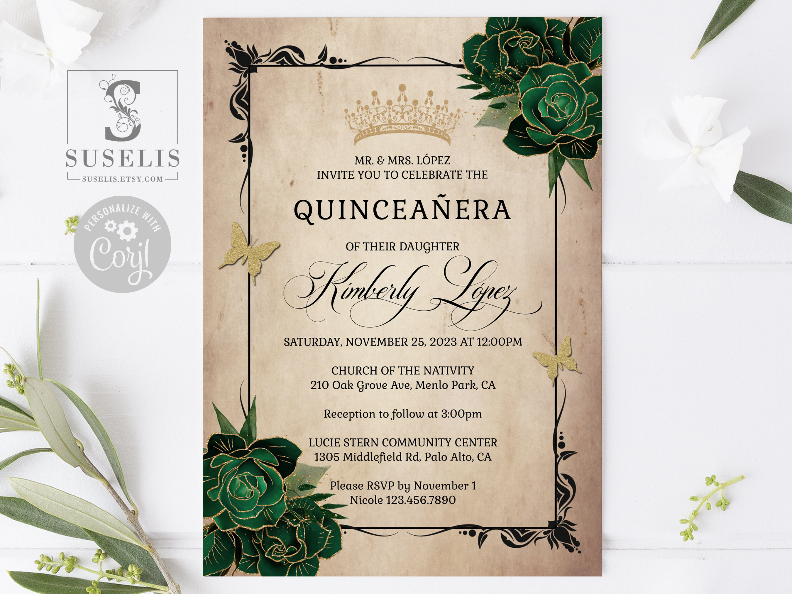 Lily Seashells and Sand Magenta Beach Quinceañera Invitations –  Artistically Invited