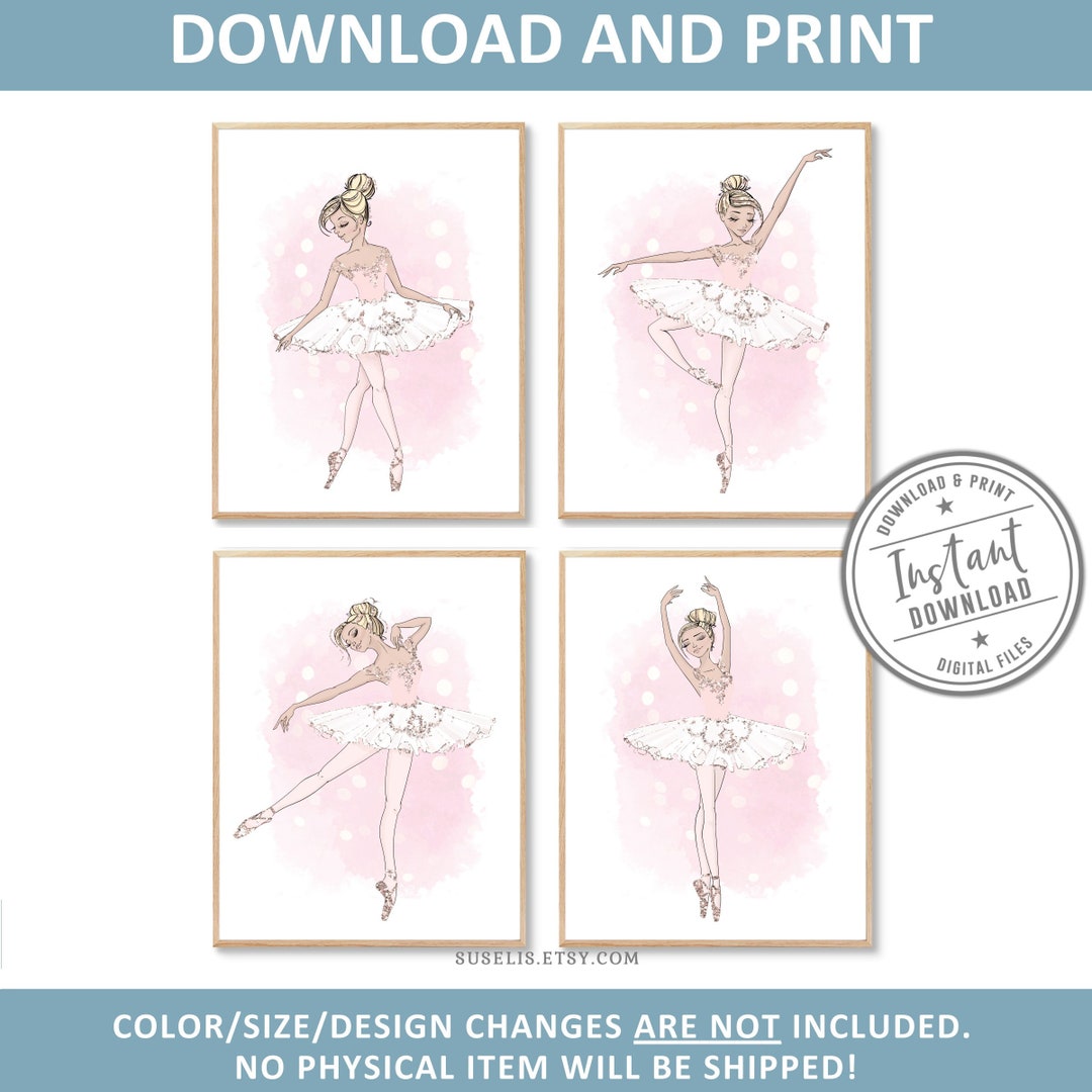Printable Nursery Ballerina Prints, Set of 4, Ballet Signs, Dancing ...