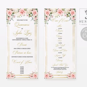 EDITABLE Program Template, Blush Flowers, Butterfly, Quinceañera, 15th Birthday, Sweet 16, Mis Quince, Printable, Instant Download, SU029